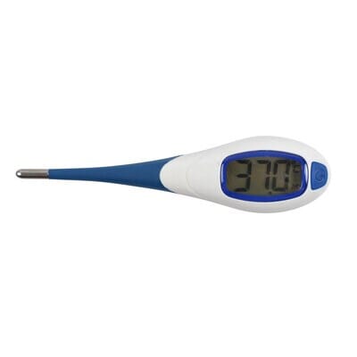Digital fever thermometer with flexible tip